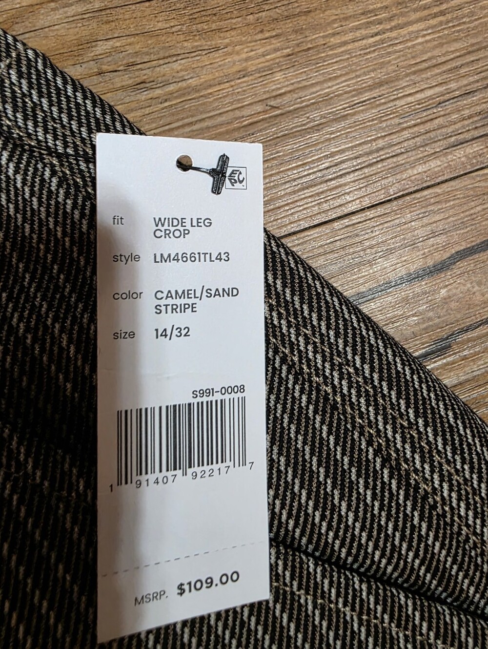 NWT LIVERPOOL CROPPED Wide-Leg Pinstripe Pants in Brown SZ 14/32 - Picture 8 of 10